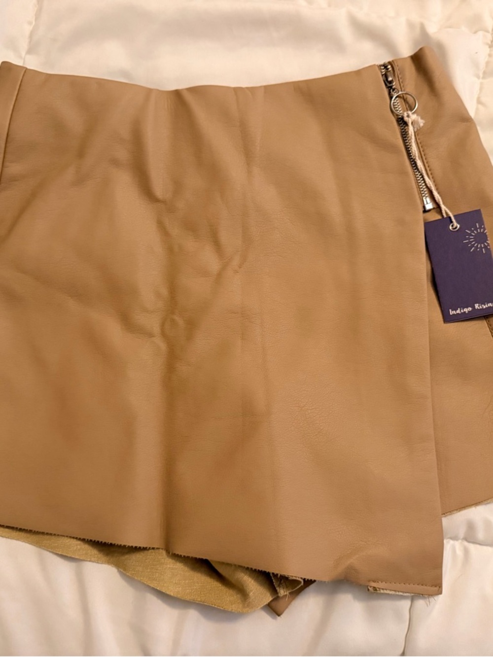 Francesca's/Indigo Rising Faux Leather Mini Skort in Camel